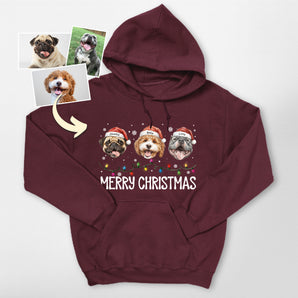 Merry Christmas Custom Santa Pet Portrait Unisex Hoodie