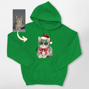 Hand-Drawn Santa Hat Dog Portrait Sweatshirt