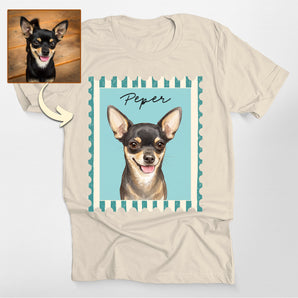 Striped Stamp Custom Dog Portrait Classic Tee