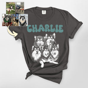 Custom Multi-Photo Dog Sketch Portrait Premium Heavyweight Tee
