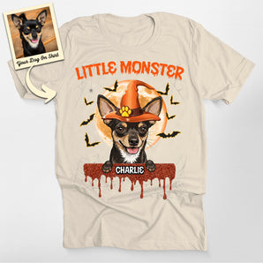 Little Monster Custom Halloween Dog Portrait Classic Tee