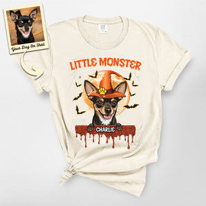 Little Monster Custom Halloween Dog Premium Heavyweight Tee