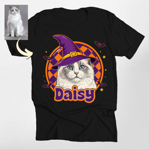 Custom Halloween Witch Pet Portrait Classic Tee