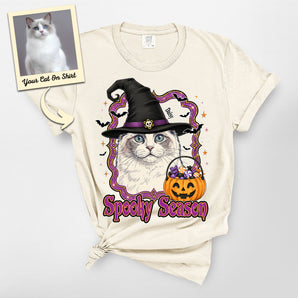 Spooky Season Witch Custom Pet Portrait Premium Heavyweight Tee