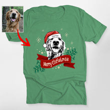 Load image into Gallery viewer, Custom Dog Christmas Shirt with Santa Hat and Red Ribbon for Dog Lovers
