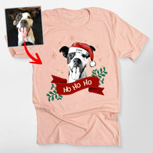 Load image into Gallery viewer, Custom Dog Christmas Shirt with Santa Hat and Red Ribbon for Dog Lovers
