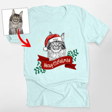 Load image into Gallery viewer, Custom Dog Christmas Shirt with Santa Hat and Red Ribbon for Dog Lovers
