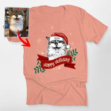 Load image into Gallery viewer, Custom Dog Christmas Shirt with Santa Hat and Red Ribbon for Dog Lovers
