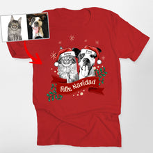 Load image into Gallery viewer, Custom Dog Christmas Shirt with Santa Hat and Red Ribbon for Dog Lovers
