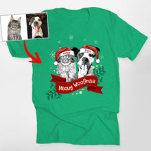 Load image into Gallery viewer, Custom Dog Christmas Shirt with Santa Hat and Red Ribbon for Dog Lovers
