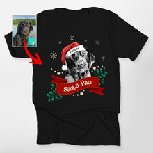 Load image into Gallery viewer, Custom Dog Christmas Shirt with Santa Hat and Red Ribbon for Dog Lovers
