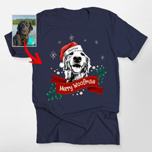 Load image into Gallery viewer, Custom Dog Christmas Shirt with Santa Hat and Red Ribbon for Dog Lovers
