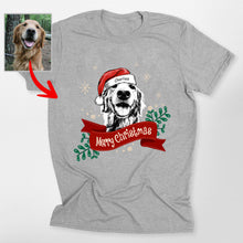 Load image into Gallery viewer, Custom Dog Christmas Shirt with Santa Hat and Red Ribbon for Dog Lovers
