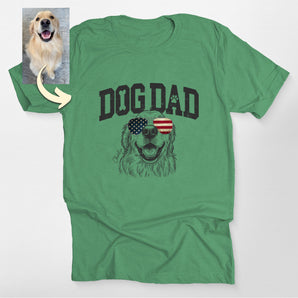 Customized Dog Dad American Flag Glasses Classic Shirt