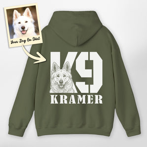 Personalized German Shepherd Hoodie K9 Handler Police Dog Backside