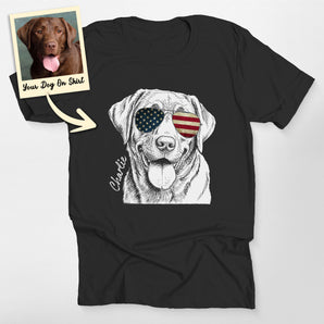 Personalized Dogface American Flag Glasses T-shirt