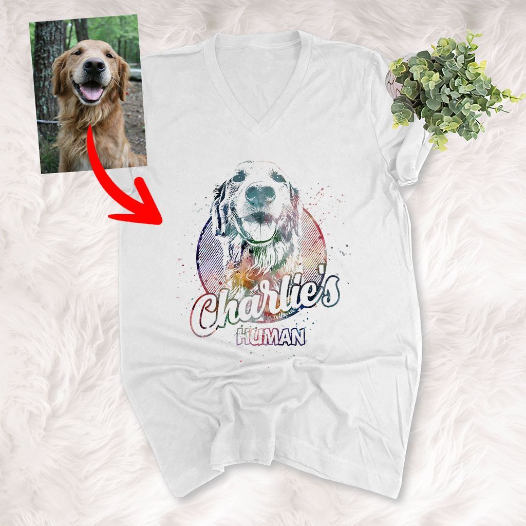 Pawarts - Personalized Unique Sketch Dog V-neck T-shirt [For Dog Lovers]