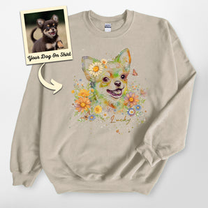Personalized Floral Dog Portrait Sweatshirt