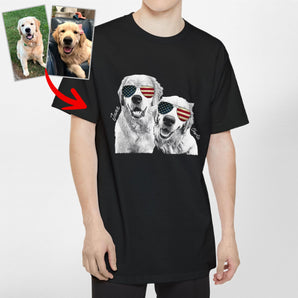 Custom Dogface with Glasses Tall T-Shirt for Dog Dad