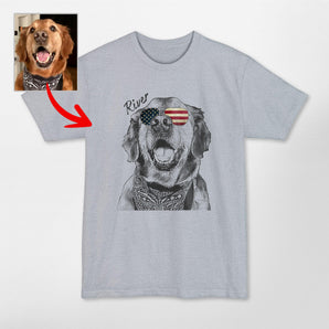 Custom Dogface with Glasses Tall T-Shirt for Human