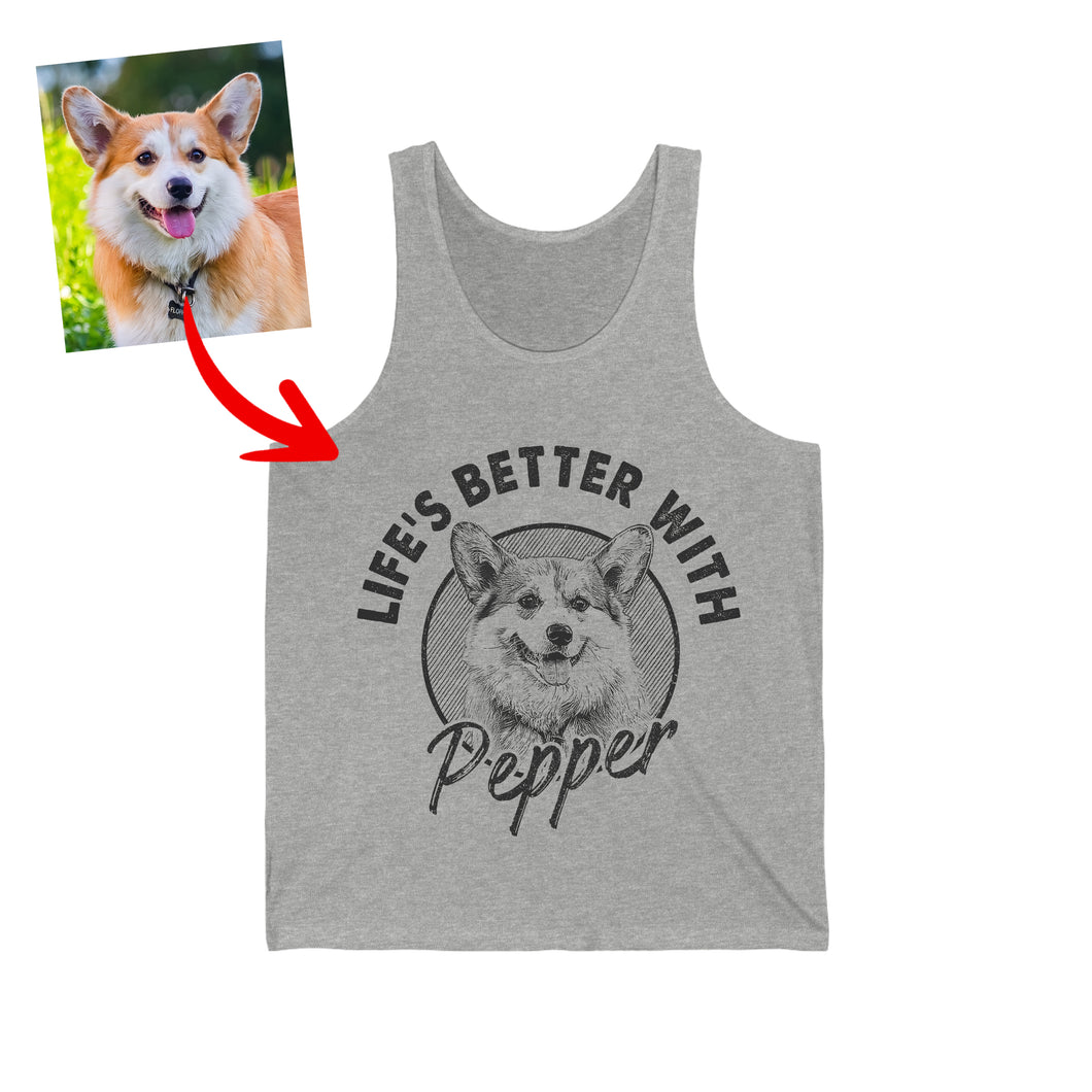 Pawarts | Super Cute Personalized Dog Unisex Tank top [Life Is Better With A Dog]