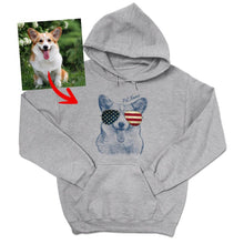 Load image into Gallery viewer, Pawarts | Unisex American Flag In Glass Dog Portrait Hoodie
