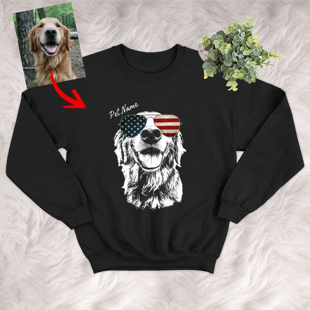 Pawarts | Customized Dog Portrait Sweatshirts For Patriotic Human
