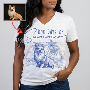 Dog Days Of Summer Custom Dog Sketch Unisex V-neck Shirt