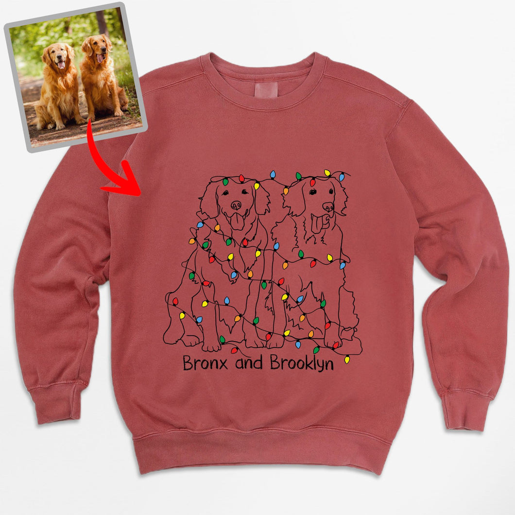 Pawarts | Christmas Light Personalized Dog Comfort Color Sweatshirt