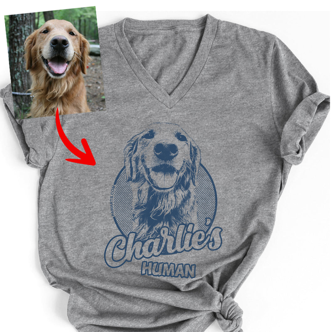 Pawarts | Custom Dog Portrait V-neck Shirts For Humans