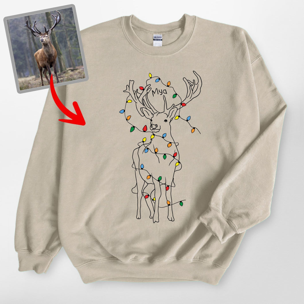 Pawarts | Christmas Light Personalized Dog Portrait Sweatshirt