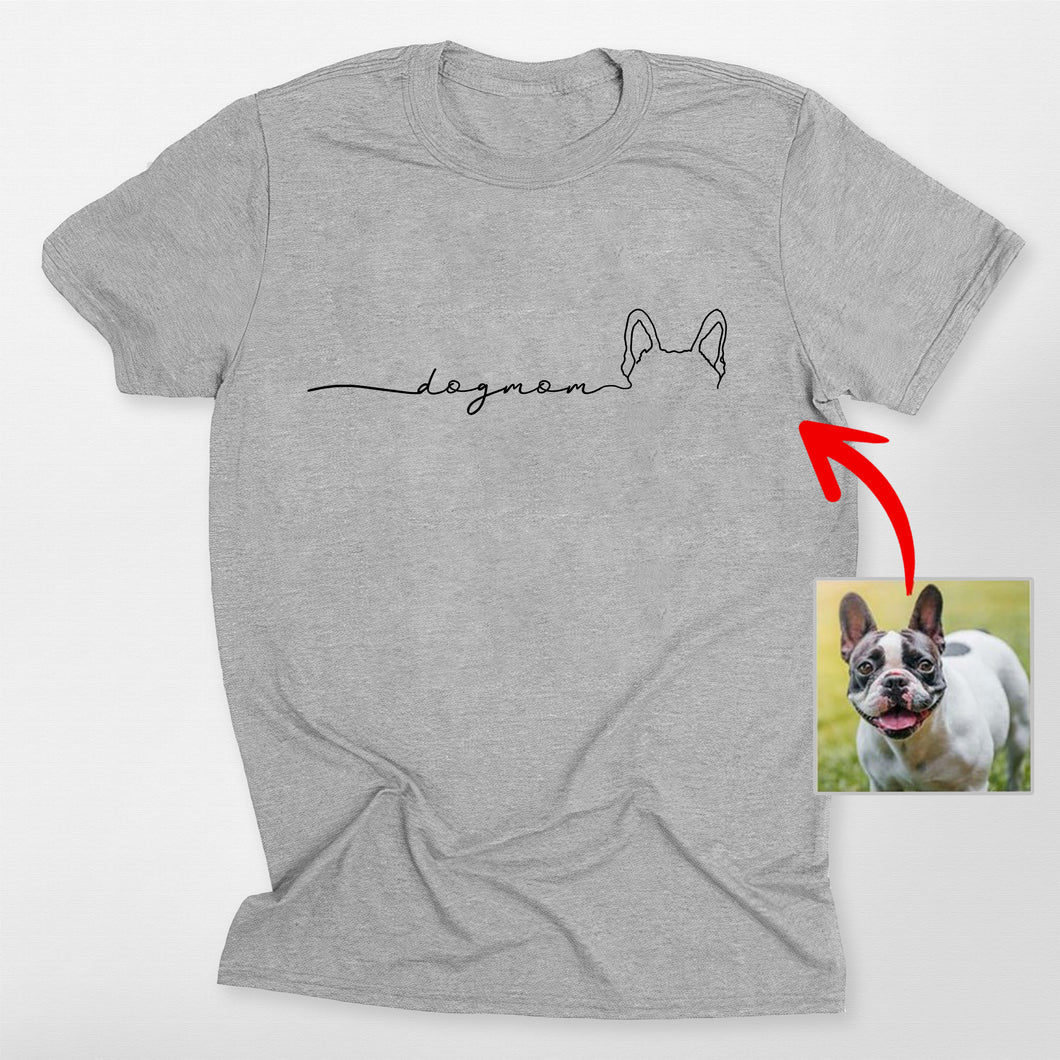 Pawarts - Personalized Outline Dog Ears Unisex T-shirt [For Dog Mom]