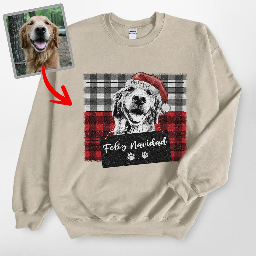 Pawarts | Joyful Christmas Custom Dog Portrait Sweatshirt [For Dog Dad]
