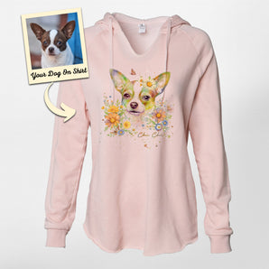 Personalized Floral Dog Portrait Women's Hoodie