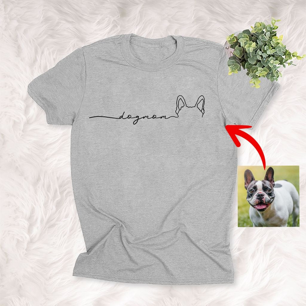 Pawarts - Personalized Outline Dog Ears Unisex T-shirt [For Dog Mom]
