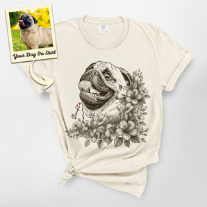 Personalized Pug Floral Premium Heavyweight Tee