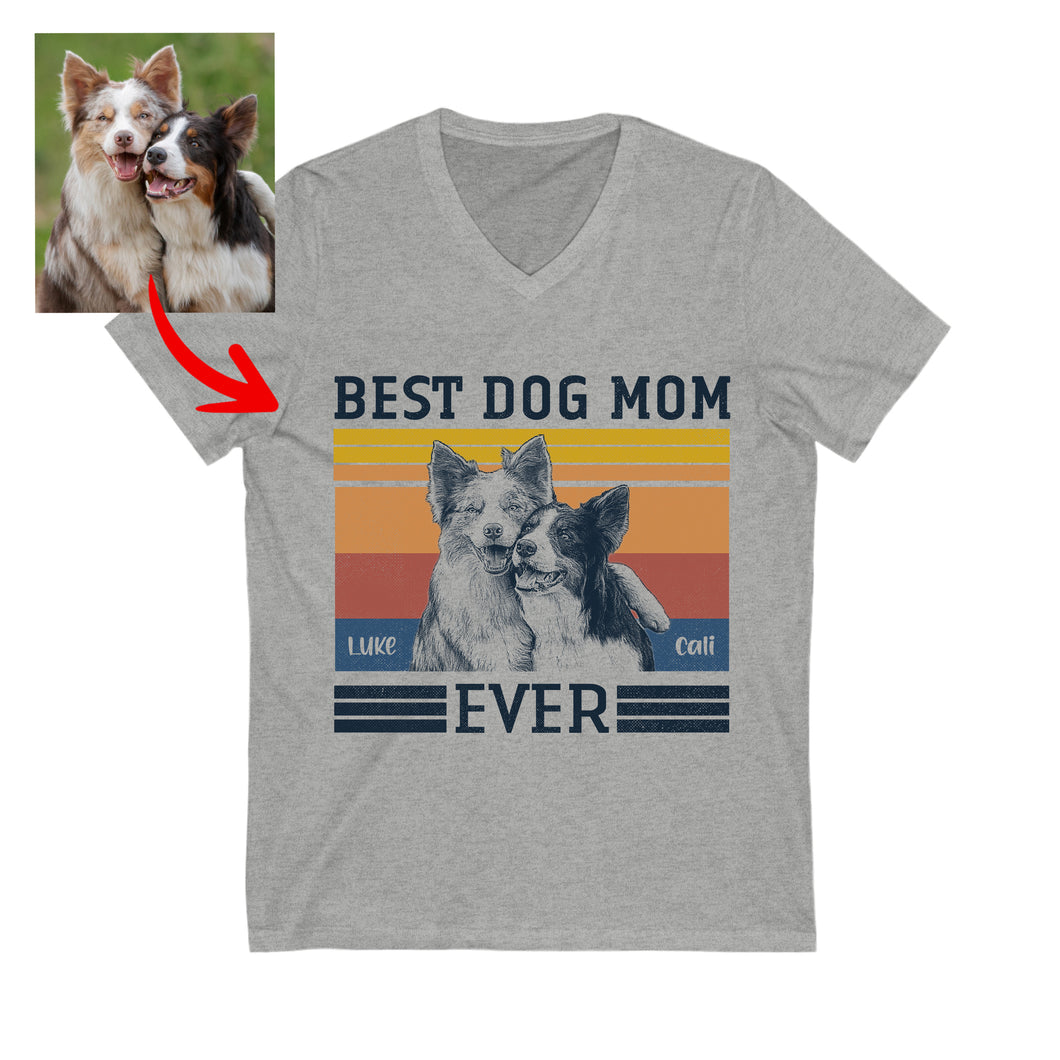 Pawarts | Amazing Best Dog Mom Custom Dog V-neck Shirt
