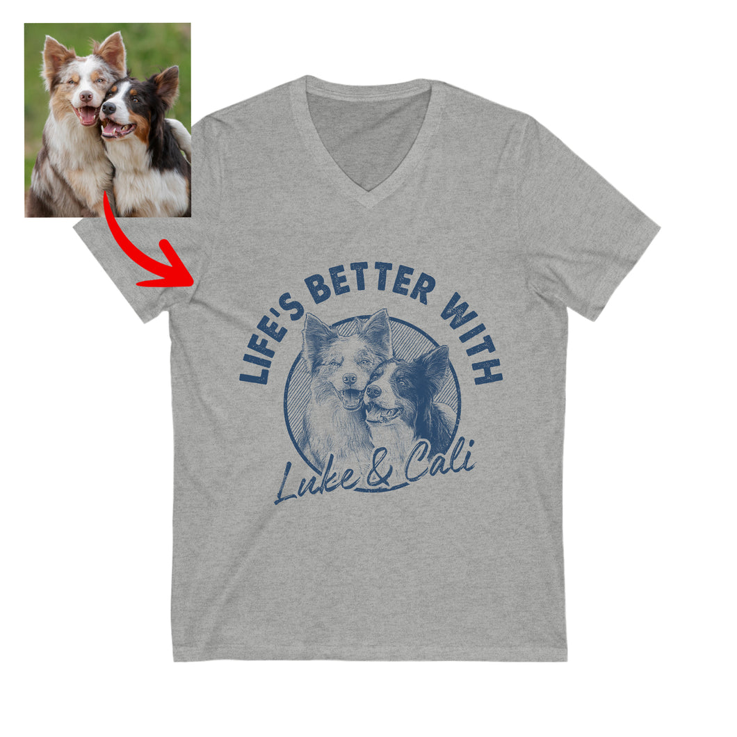 Pawarts | Super Cute Personalized Dog V-neck [Life Is Better With A Dog]