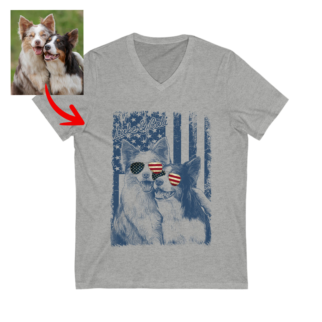 Pawarts - Excellent Custom Dog V-neck [Independence Day Gift]