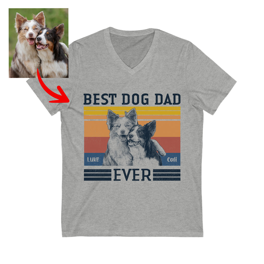 Pawarts | Amazing Best Dog Dad Custom Dog V-neck Shirt