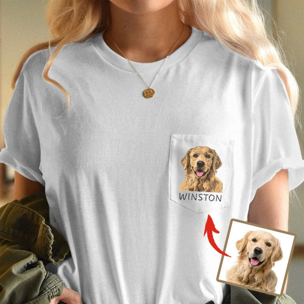 Pawarts | Colorful Personalized Dog Portrait Pocket T-shirt