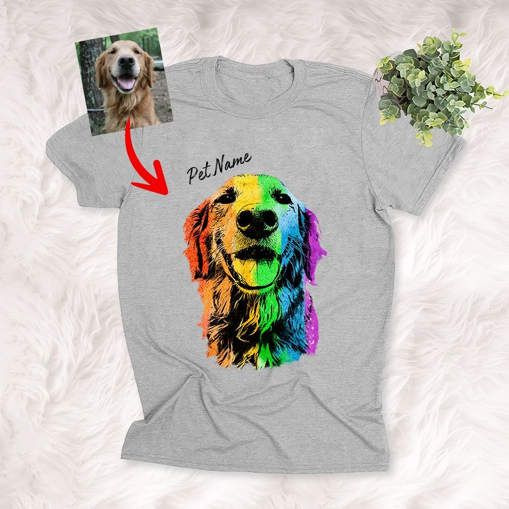 Pawarts | Great Personalized Rainbow Dog Portrait T-shirt