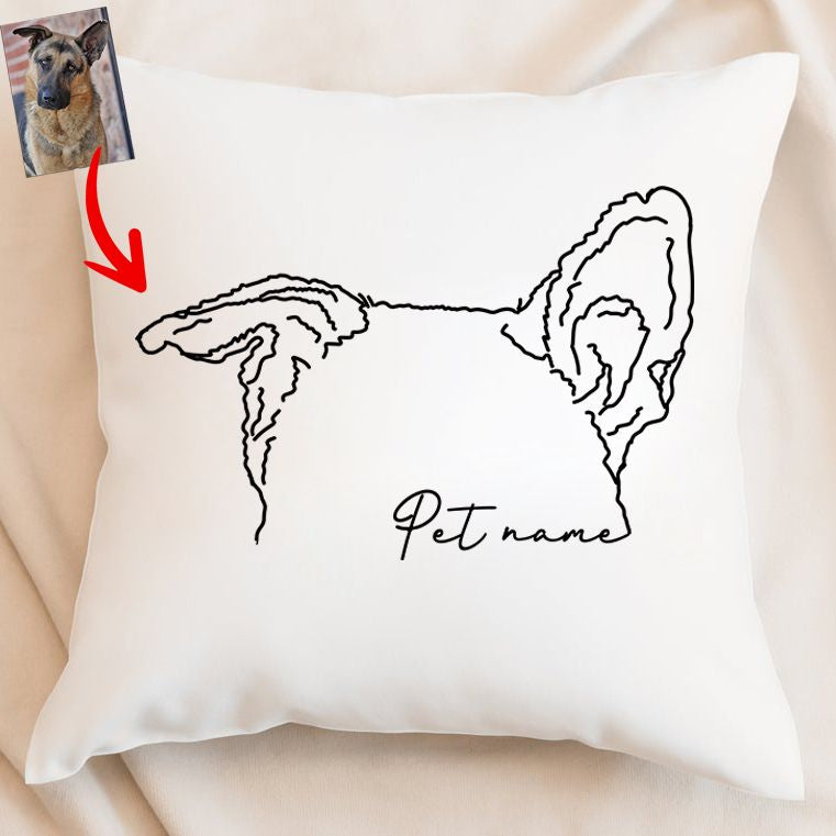 Pawarts | Cute Personalised Dog Ears Outline Hand-drawn Pillow