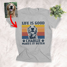 Load image into Gallery viewer, Pawarts | Colorful Background Personalized Dog Portrait T-shirt [Life Is Good]
