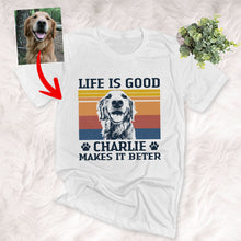Load image into Gallery viewer, Pawarts | Colorful Background Personalized Dog Portrait T-shirt [Life Is Good]
